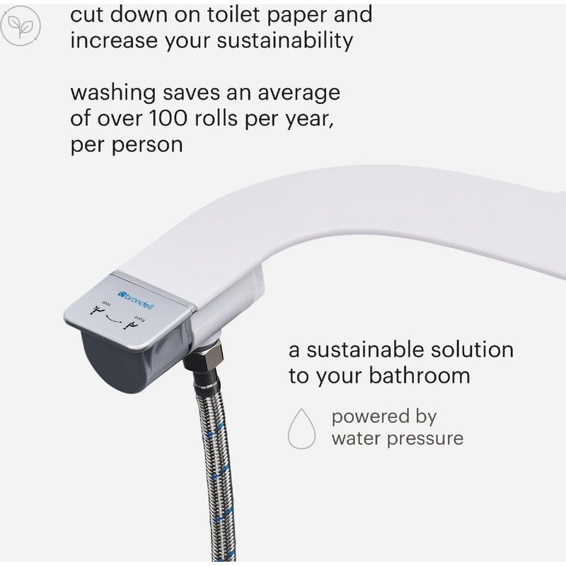 Brondell Bidet Attachment for Toilet SS-250 SimpleSpa Fresh Water Spray with Adjustable Water Pressure Side Arm Control, Slim Bidet Sprayer, Silver Knob (Dual Nozzle) - Image 5